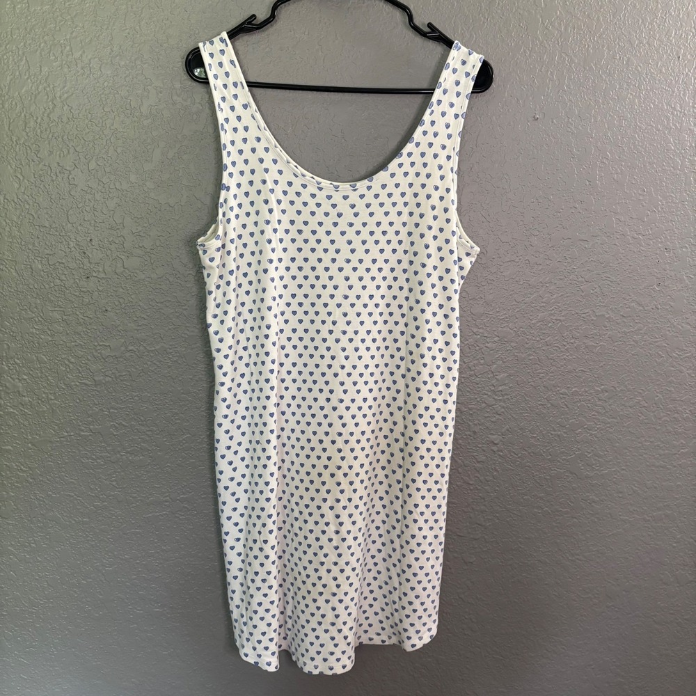 Roller Rabbit Cotton Nightgown Medium Blue Heart Print Sleeveless Sleep Dress - Picture 2 of 5